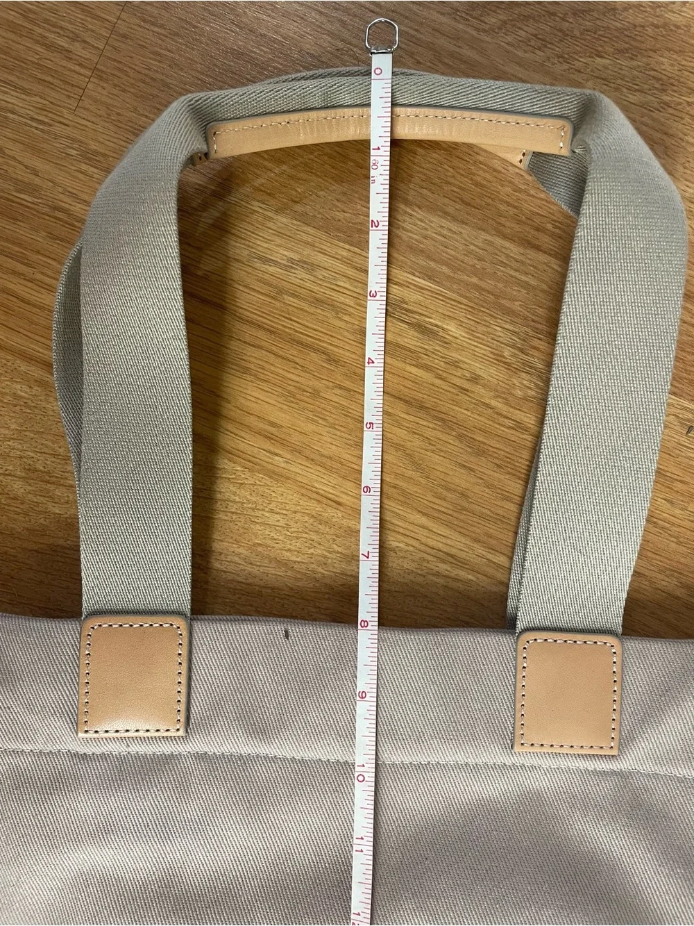 July Daybreak Taupe Beige Canvas Laptop Tote with Tan Accents